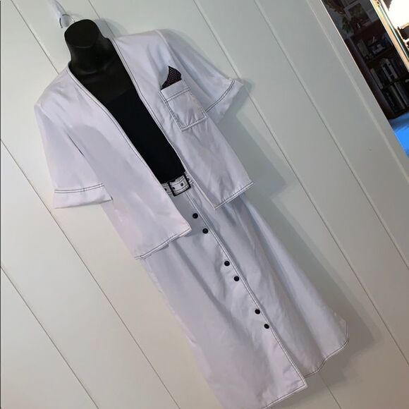 Vtg 70s Caron black & white dress with jacket - Picture 1 of 8